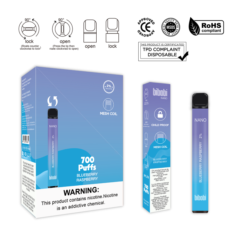 Bibobi Nano 700 Puffs Disposable Vape Pen
